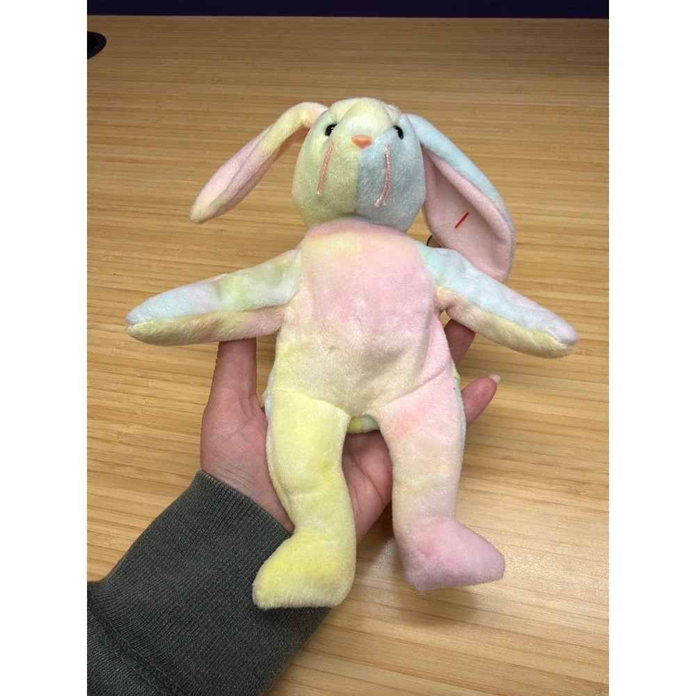 Ty Beanie Baby Hippie Bunny Rabbit 1998 Pastel Tie‎ Dye Plush w Tags